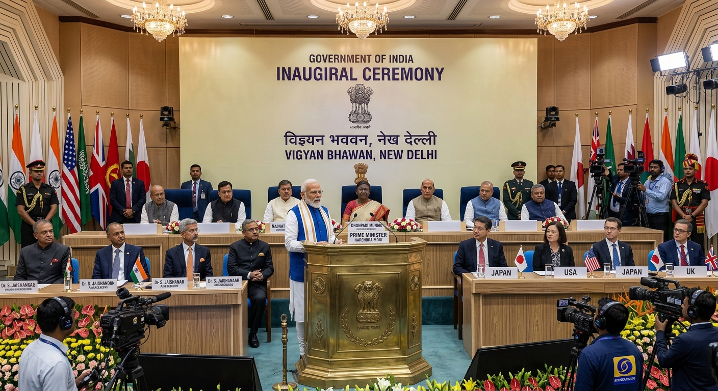 High-Security Government State Inauguration Ceremony and Protocol Event Execution in India