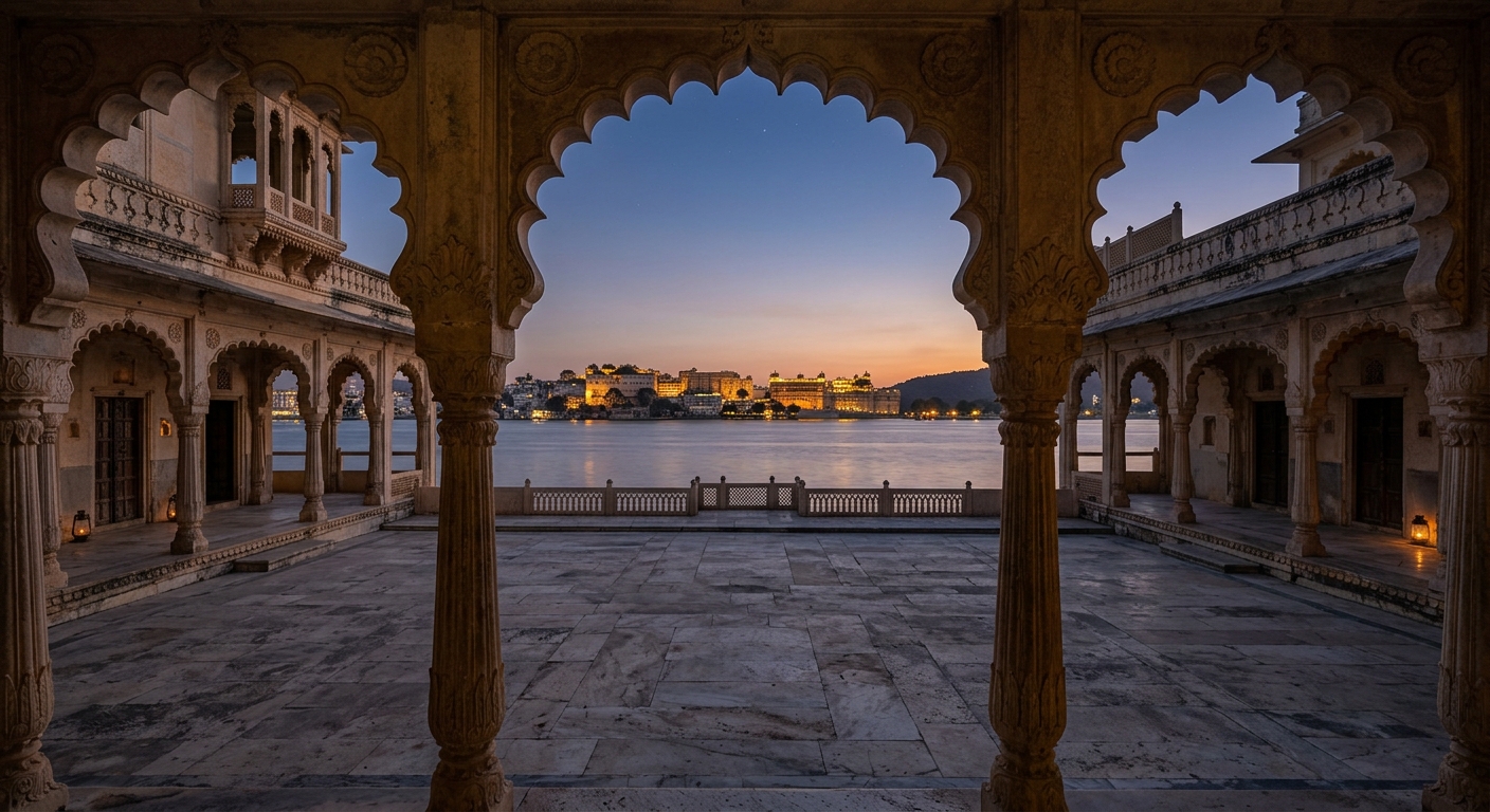 Before Transformation: Raw Heritage Courtyard Space at Lake Palace Udaipur Prior to Event Setup